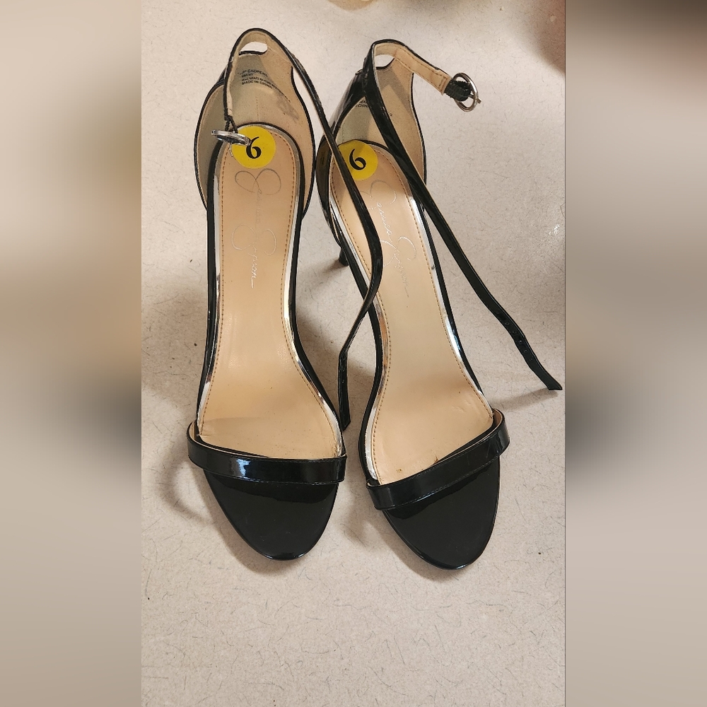 Jessica Simpson Black Heels with Stiletto and Ankle Strap Size 9 Womens